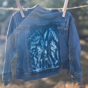 Kids Denim Jacket with Cyanotype print